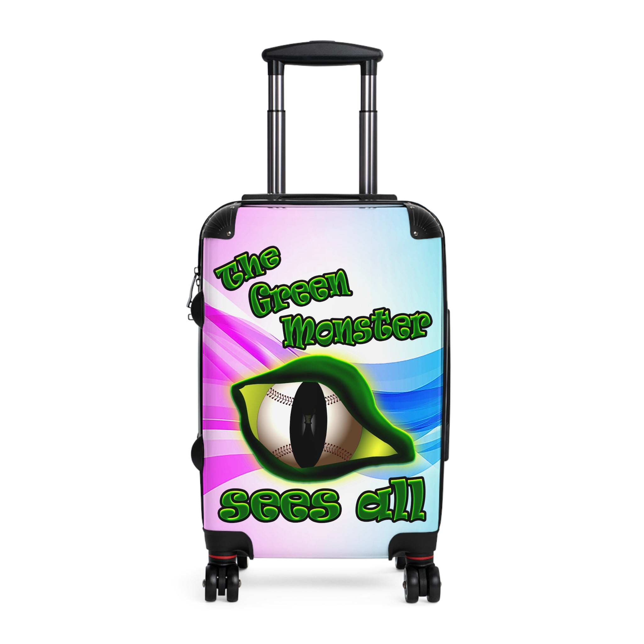 green monster - Suitcase (light blue-pink wave)