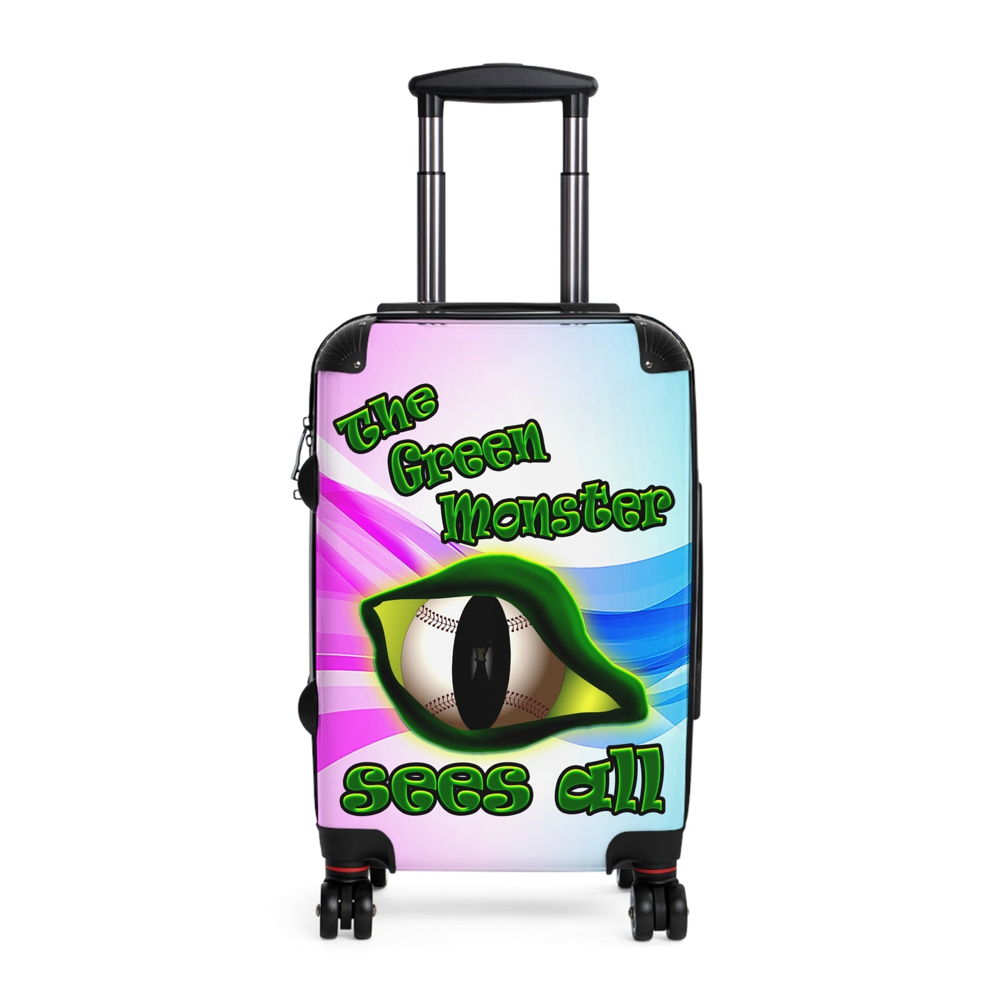 green monster - Suitcase (light blue-pink wave)
