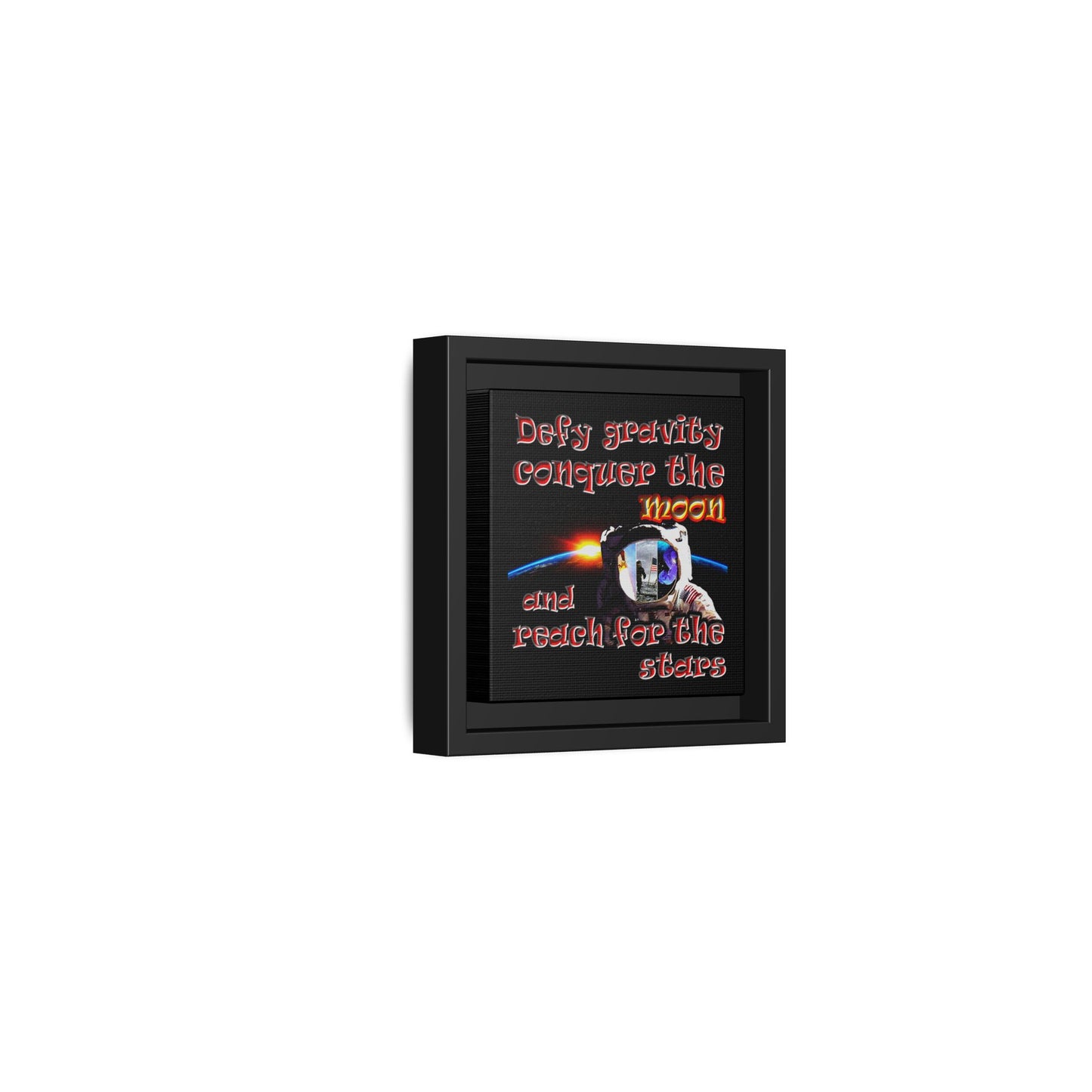 defy conquer reach - framed canvas art (black)