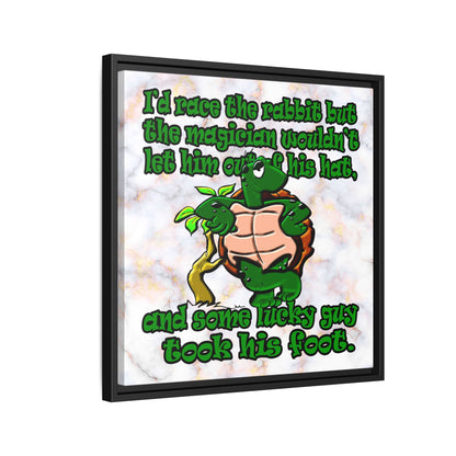 turtle race - framed canvas art (white marble)