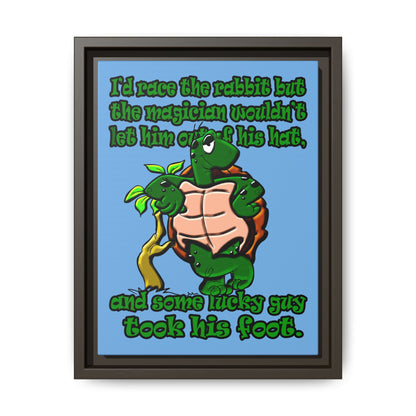 turtle race - framed canvas art (light blue)