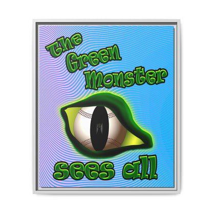 green monster - framed canvas art (light blue-purple wave)