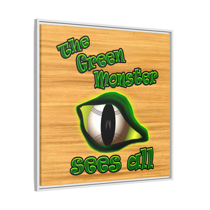 green monster - framed canvas art (butterscotch wood finish)