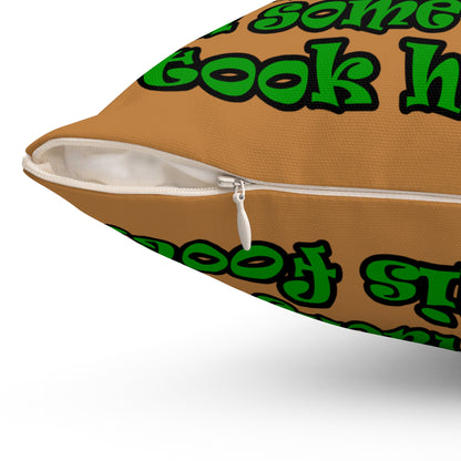 turtle race - Spun Polyester Square Pillow - (light brown)