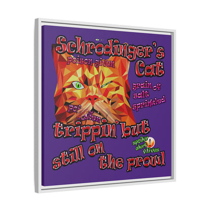 schrodinger's cat - framed canvas art (purple)