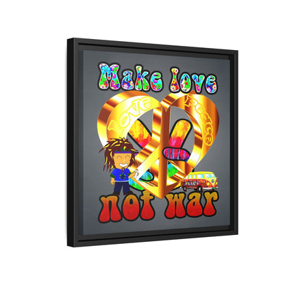 love peace - framed canvas art (grey-light grey)