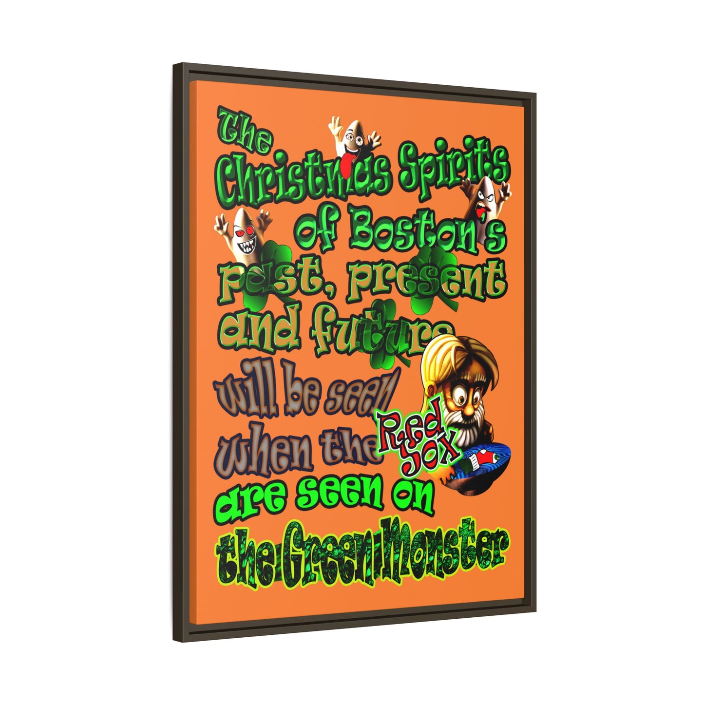 christmas spirits of boston - framed canvas art (crusta)