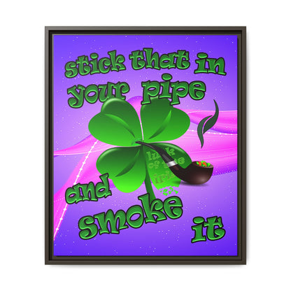 stick that in your pipe and smoke it - framed canvas art (purple-pink wave)