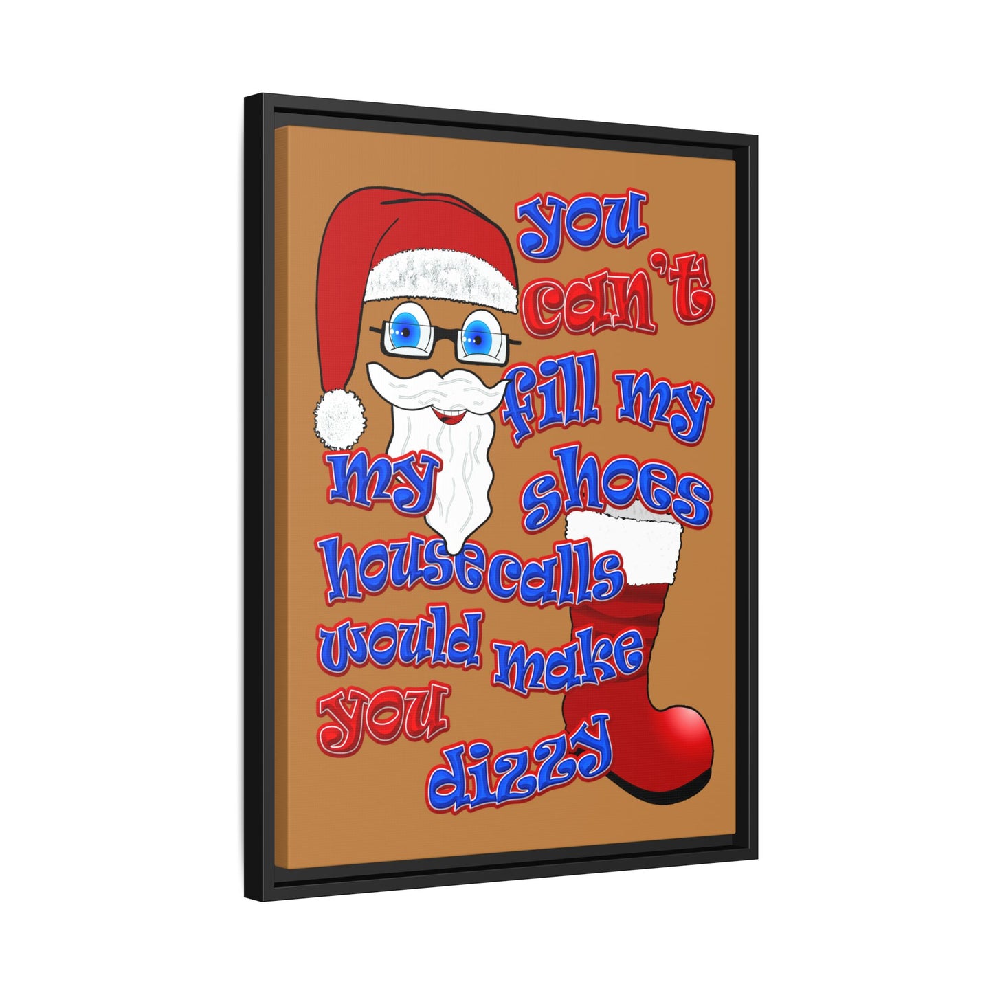 santa's shoes - framed canvas art (light brown)