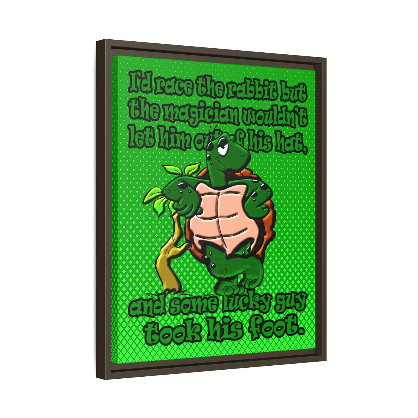 turtle race - framed canvas art (logo green)