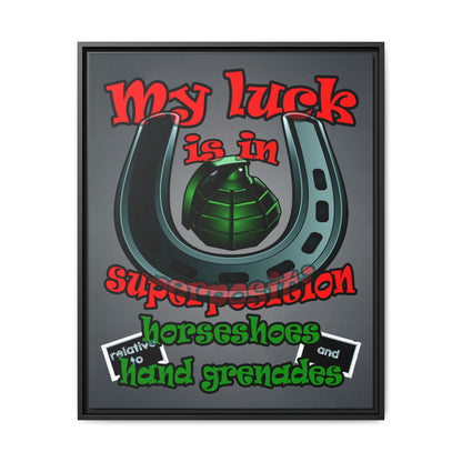 my luck - framed canvas art (grey-light grey)