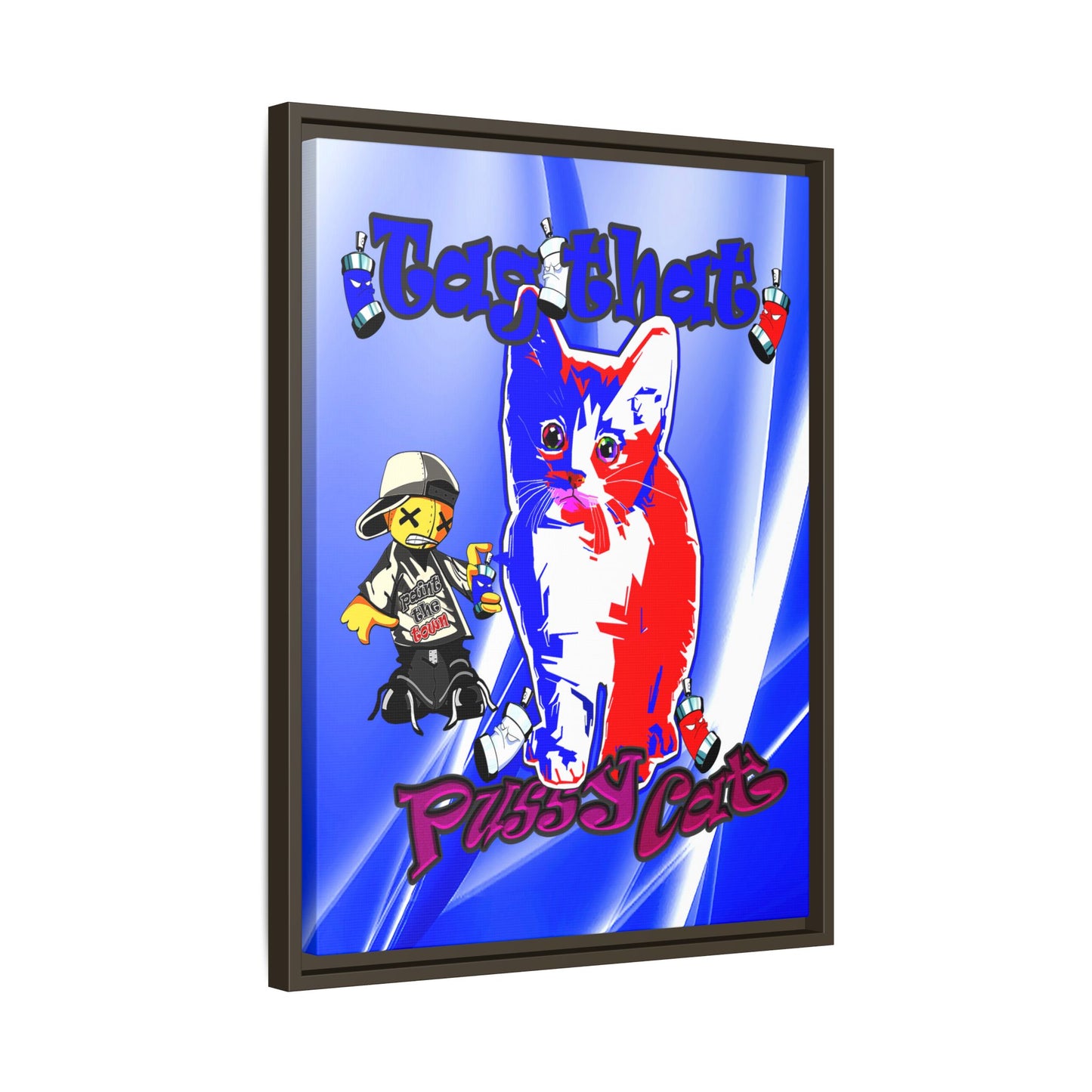 tag that - framed canvas art (blue-white wave)