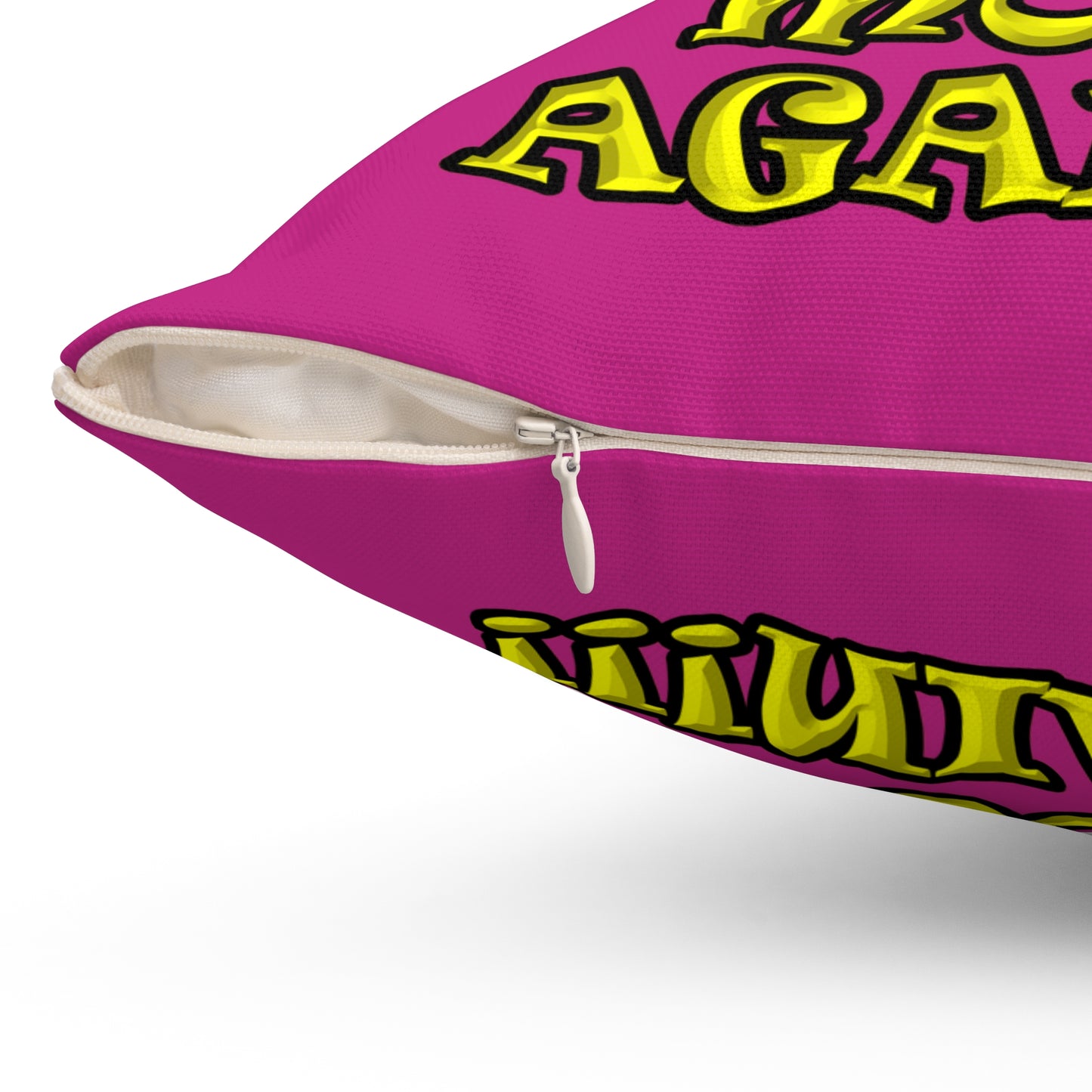 shoot the moon again - Spun Polyester Square Pillow - (pink)