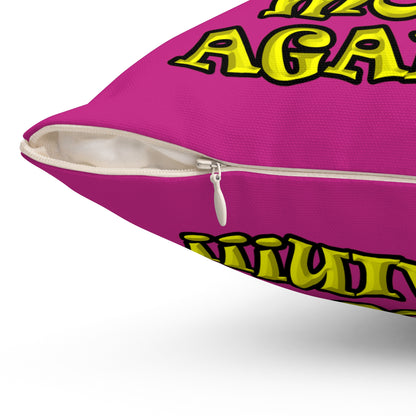 shoot the moon again - Spun Polyester Square Pillow - (pink)