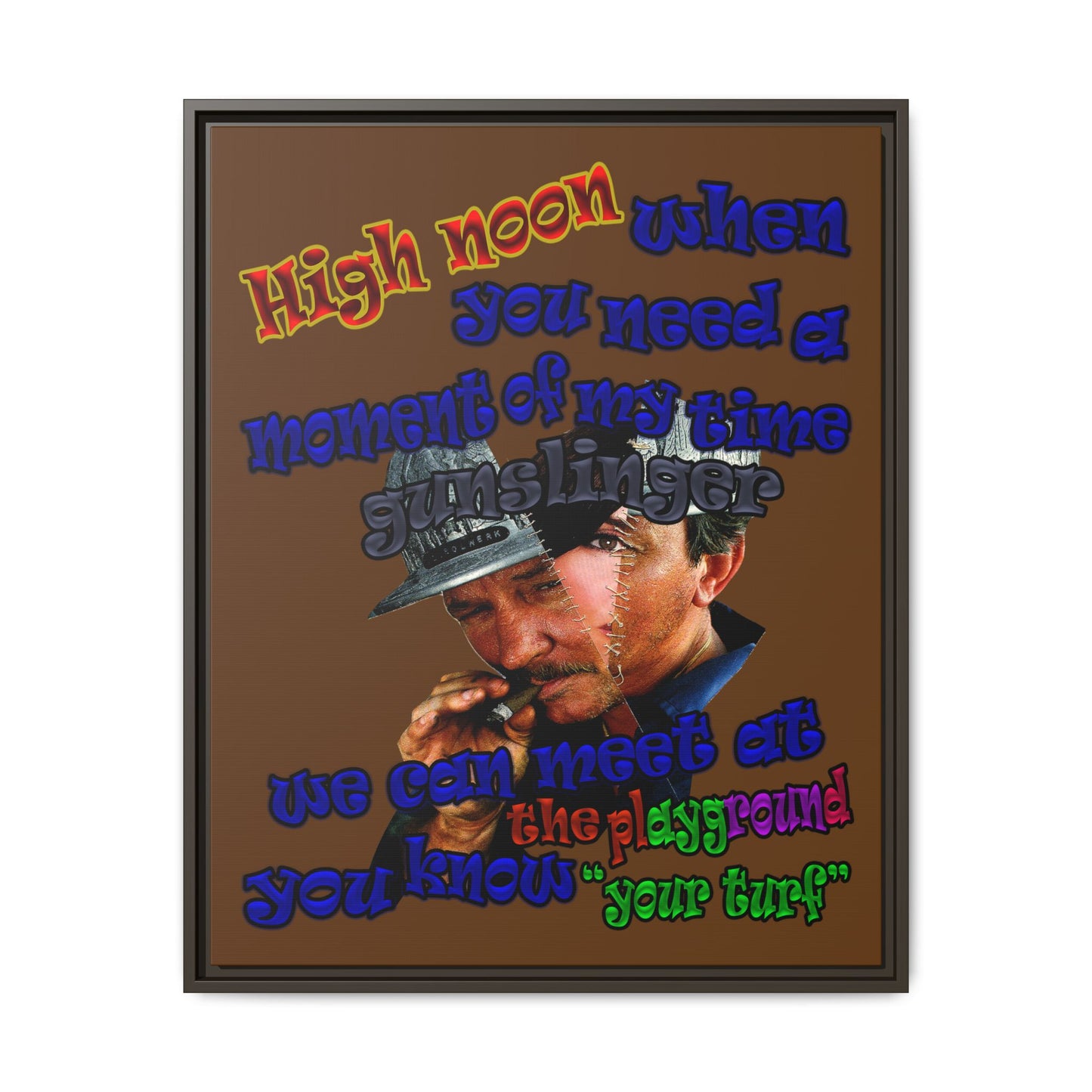 high noon - framed canvas art (brown)