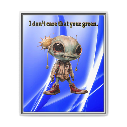 I don't care that your green - framed canvas art (blue-white wave)