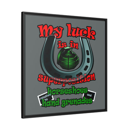 my luck - framed canvas art (dark grey)