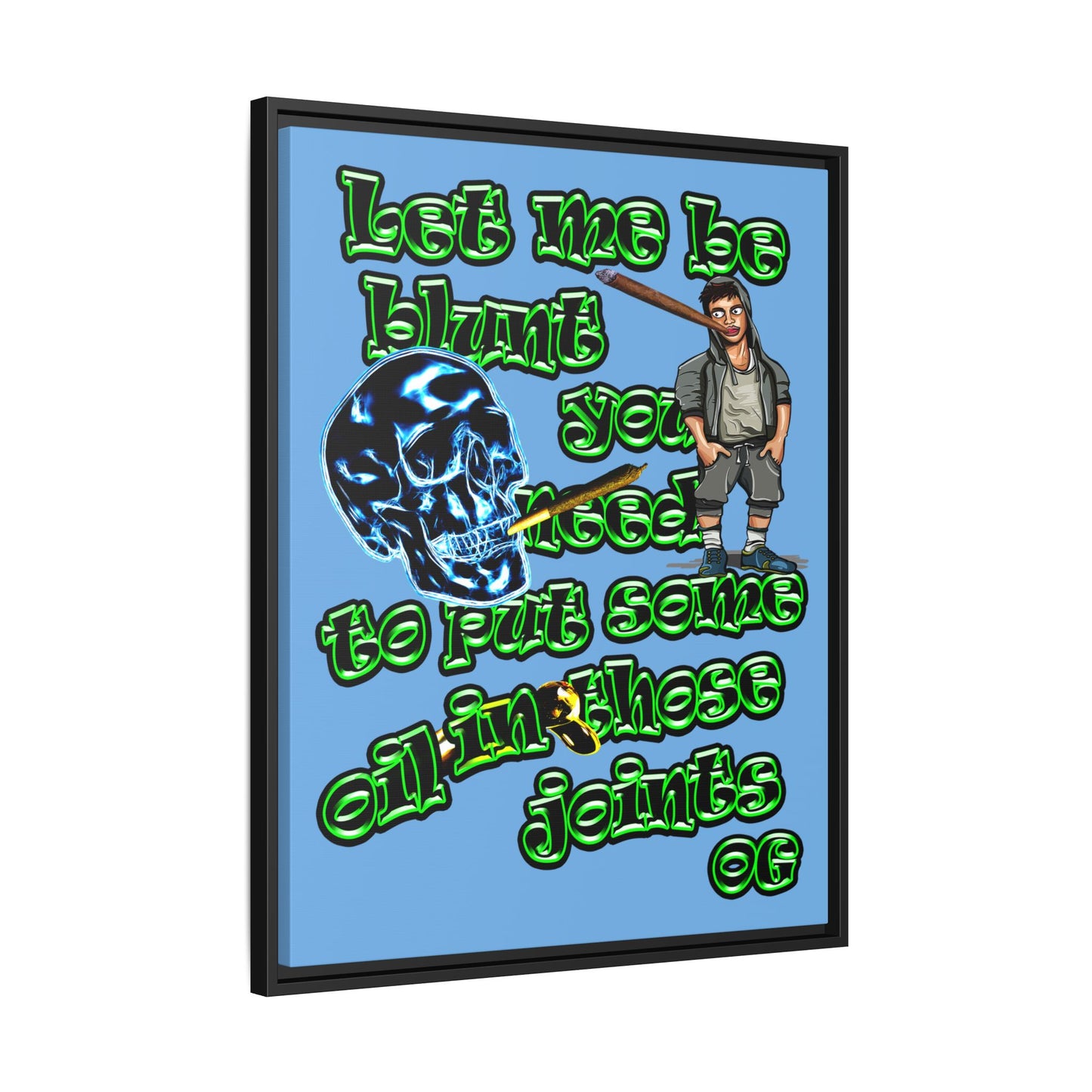 og - framed canvas art (light blue)