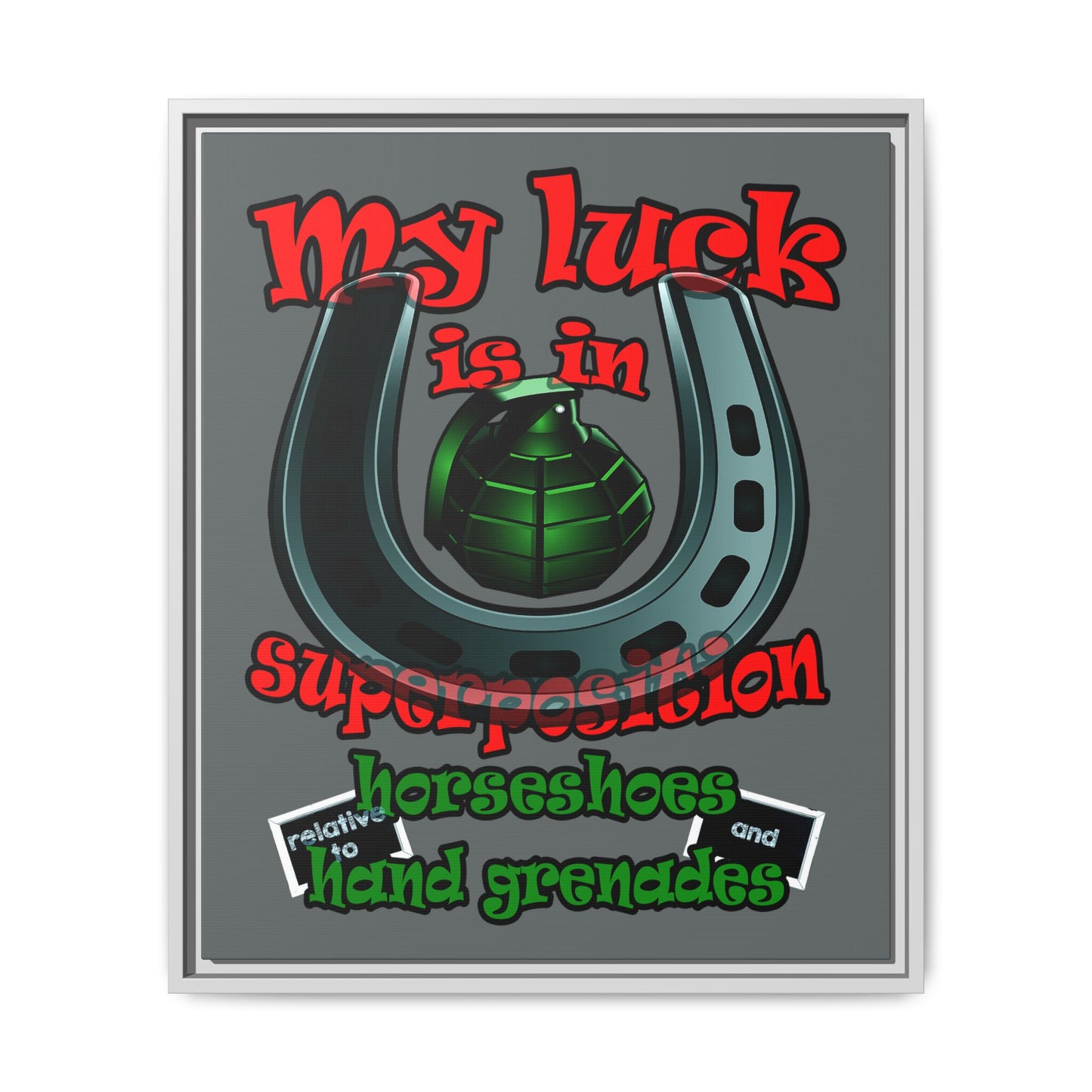 my luck - framed canvas art (dark grey)