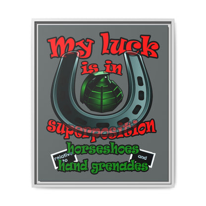 my luck - framed canvas art (dark grey)