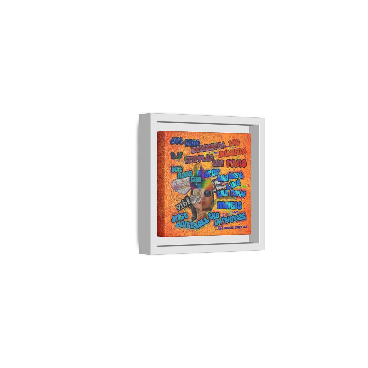 drop the beat - framed canvas art (burnt orange)