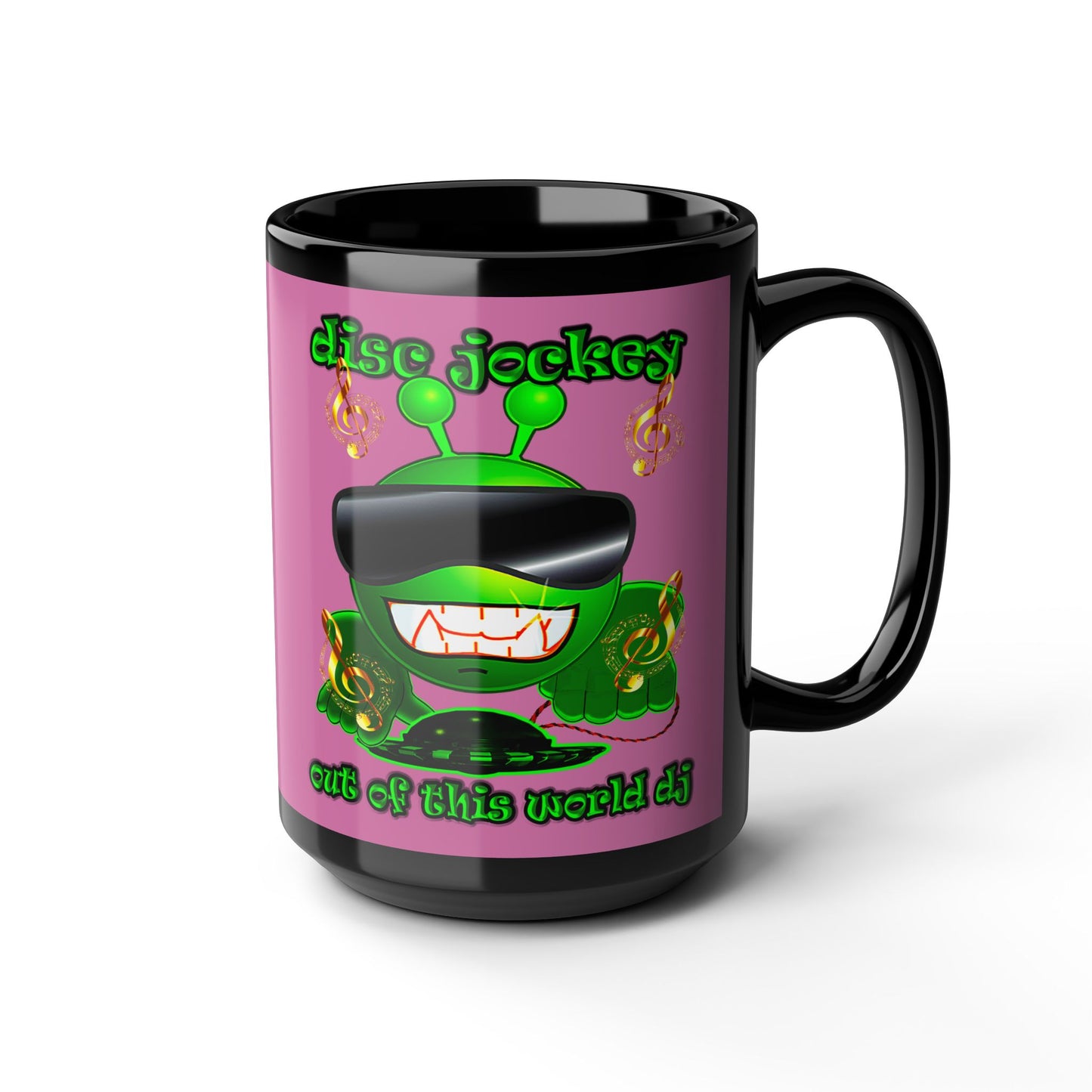 disc jockey - Black Mug (light pink)