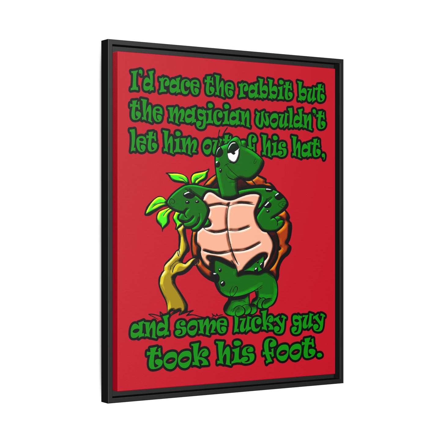 turtle race - framed canvas art (dark red)