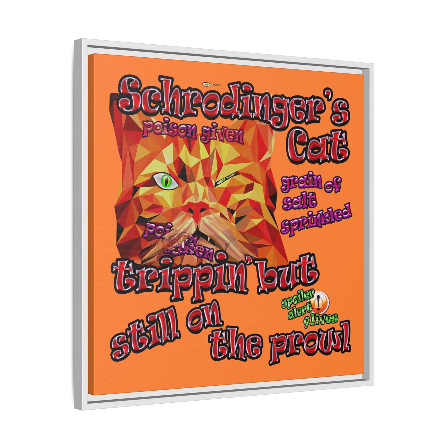 schrodinger's cat - framed canvas art (crusta)