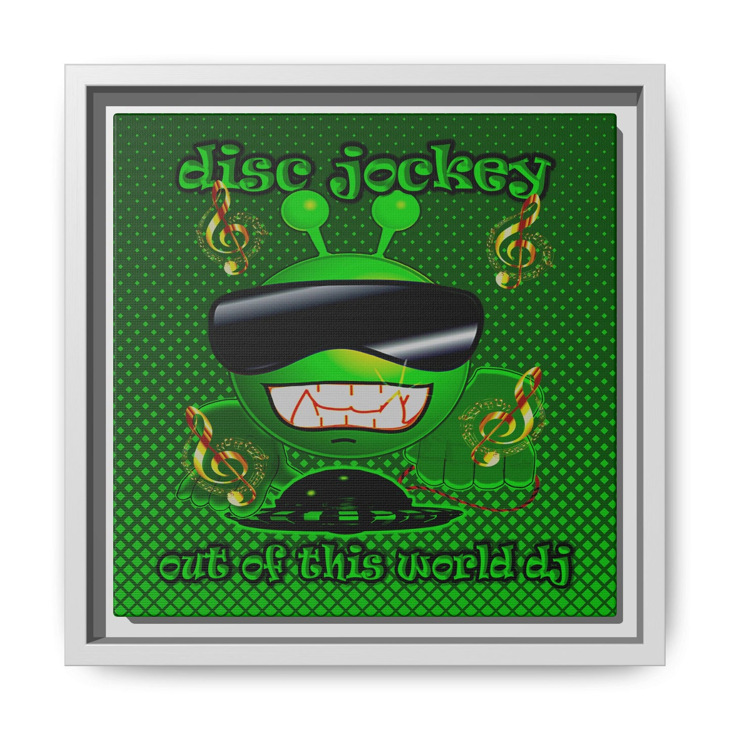 disc jockey - framed canvas art (logo green)