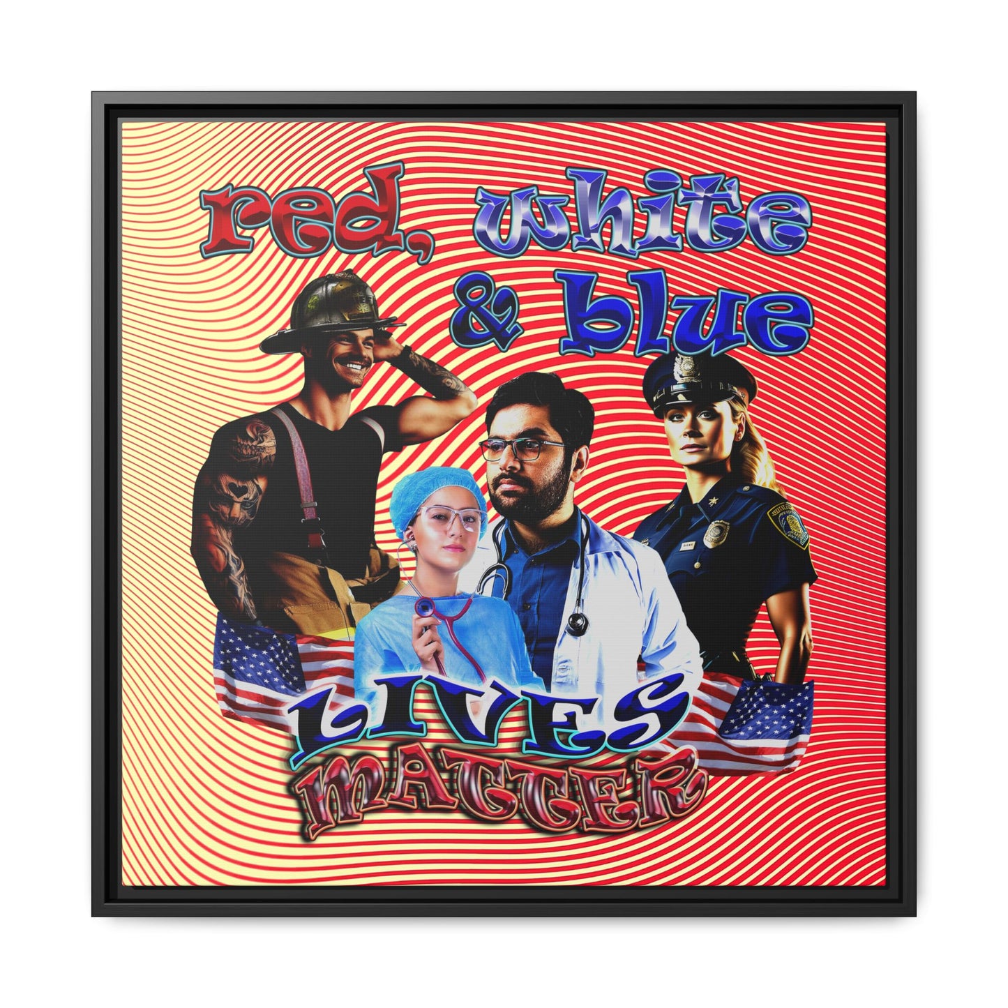 rw&b lives matter - framed canvas art (yellow-orange wave)