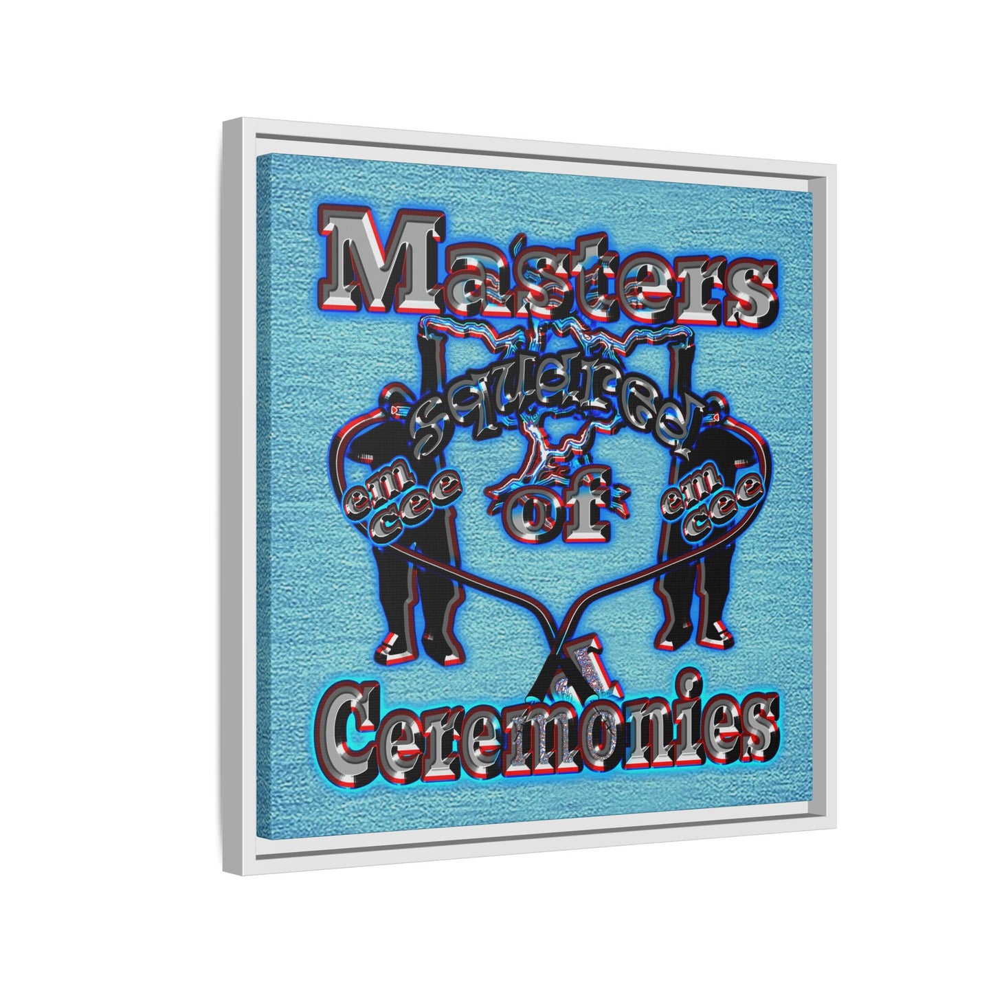 em cee squared - framed canvas art (faded blue)