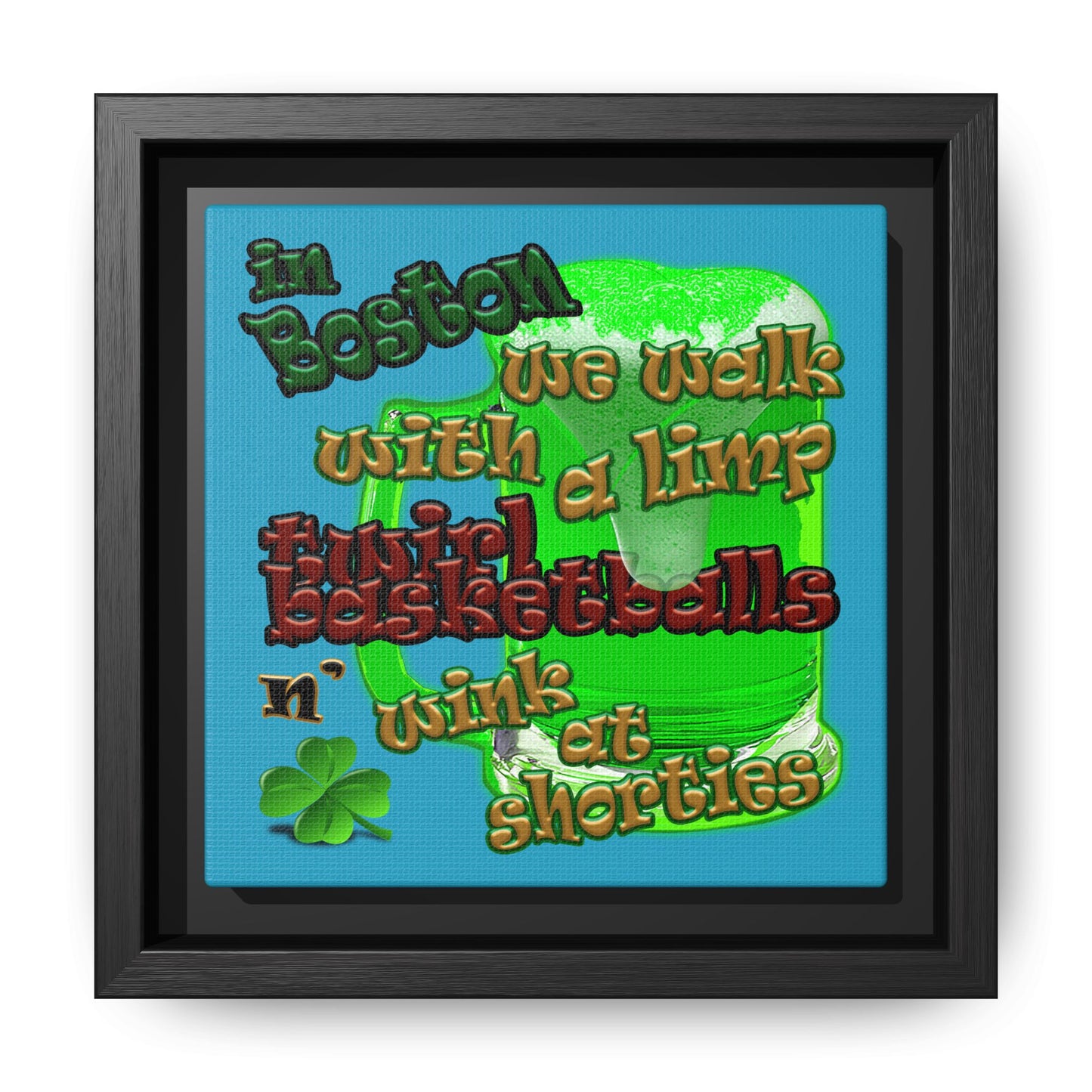 celtics logo - framed canvas art (turquoise)