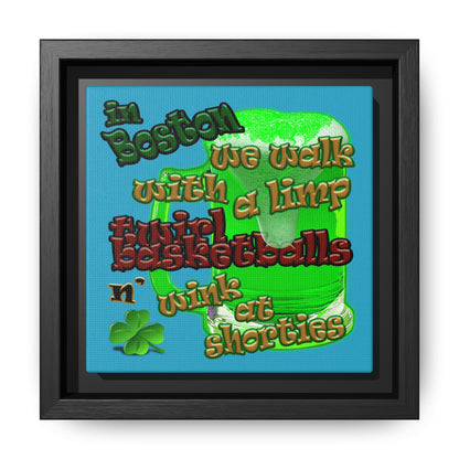 celtics logo - framed canvas art (turquoise)