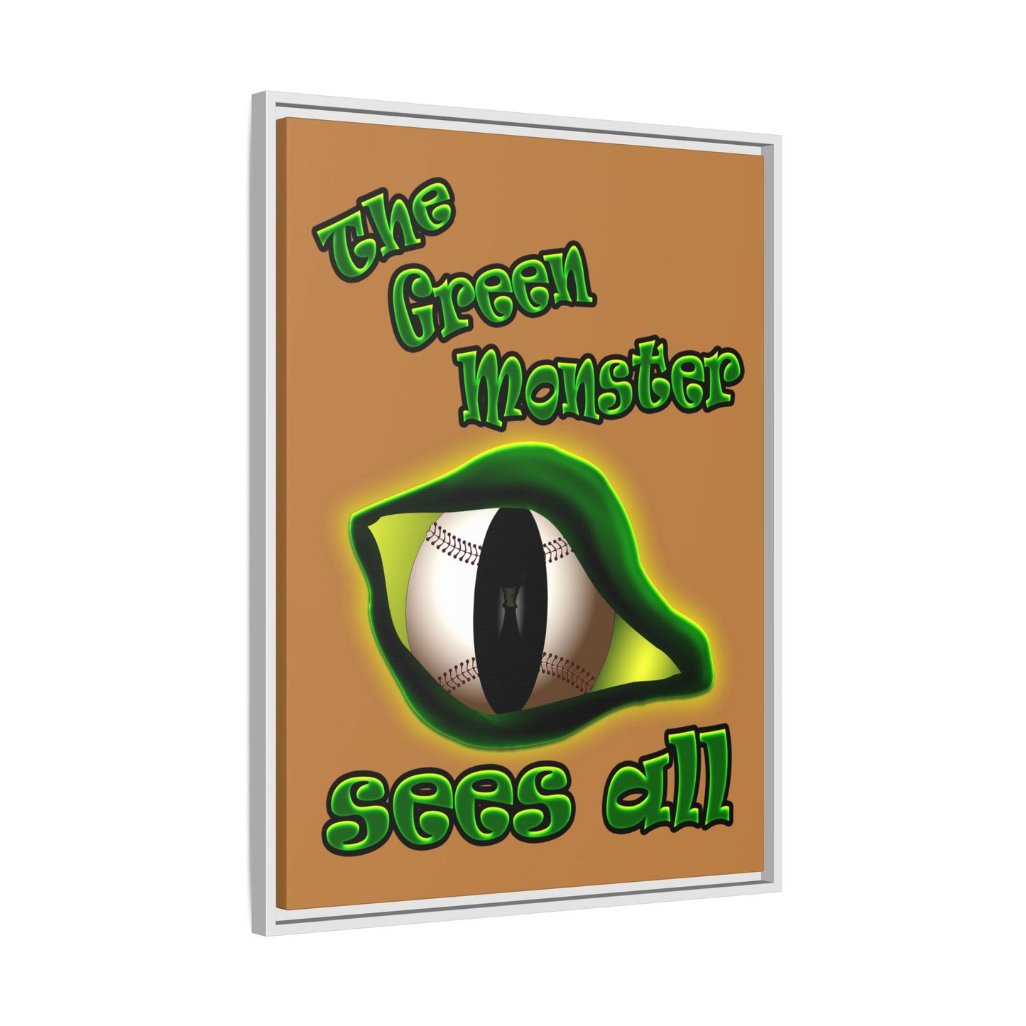 green monster - framed canvas art (light brown)