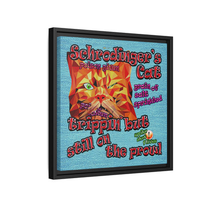 schrodinger's cat - framed canvas art (faded blue)