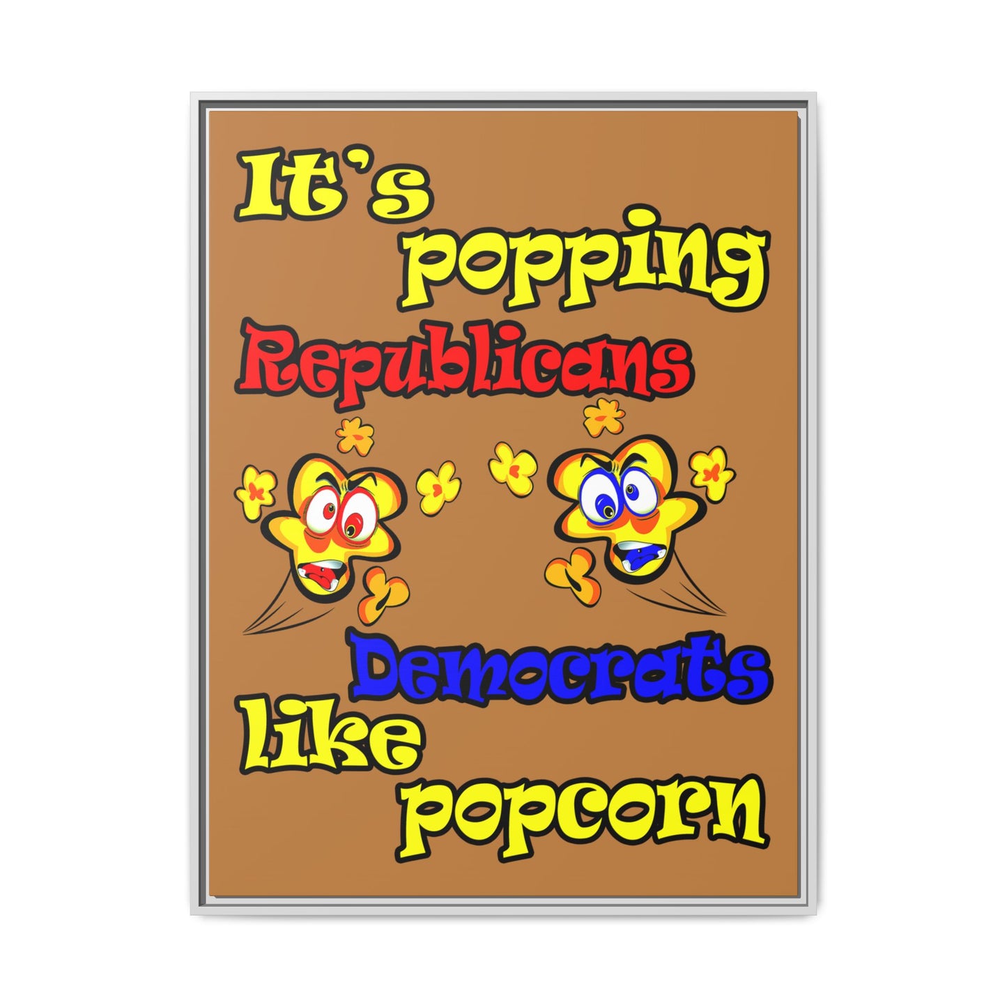popping like popcorn - framed canvas art (light brown)