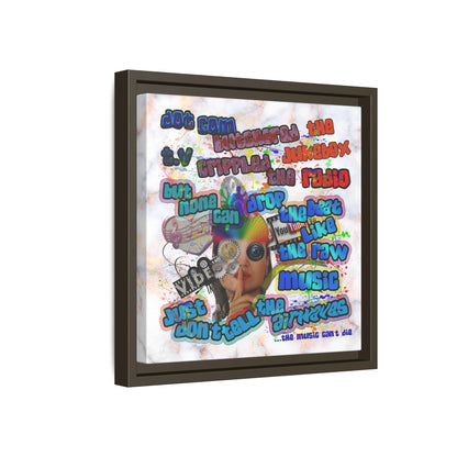 drop the beat - framed canvas art (white marble)