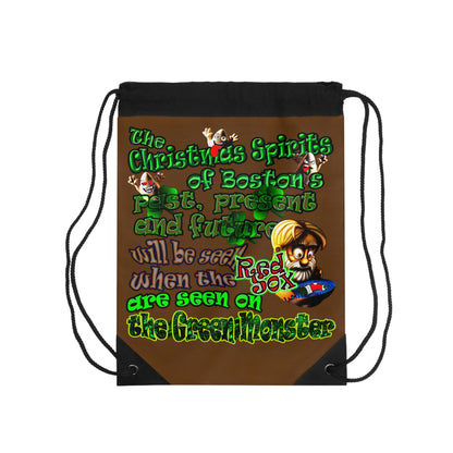 christmas spirits of boston - Drawstring Bag (brown)