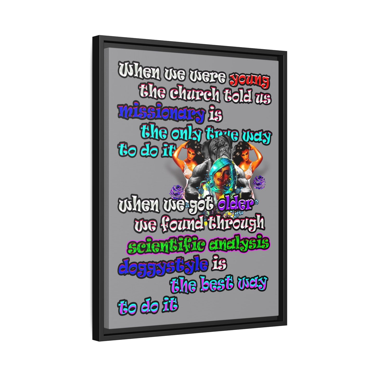 doggystyle - framed canvas art (grey)