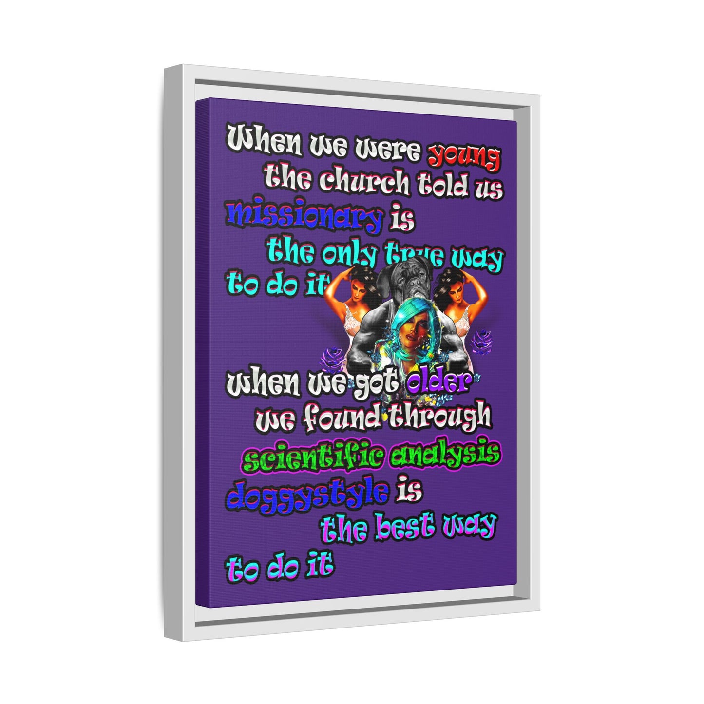 doggystyle - framed canvas art (purple)