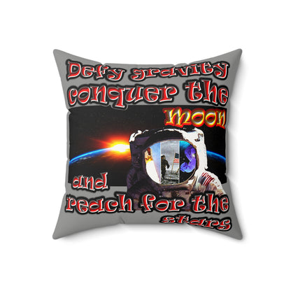 defy conquer reach - Faux Suede Square Pillow - (grey)