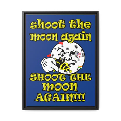 shoot the moon again - framed canvas art (dark blue)