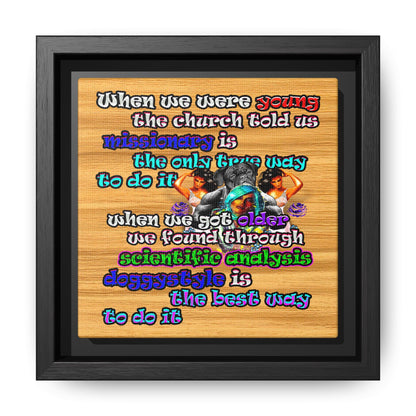 doggystyle - framed canvas art (butterscotch wood finish)