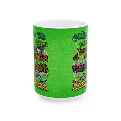 the bum's shit - White Mug (green turf)