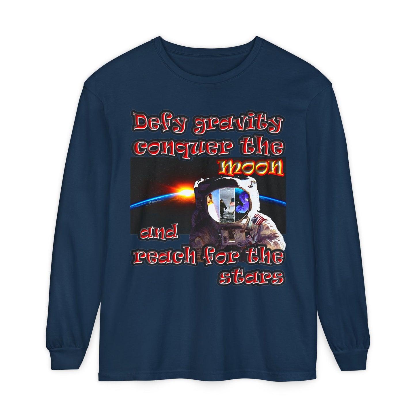 defy conquer reach - Unisex Garment-dyed Long Sleeve T-Shirt