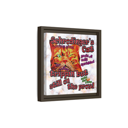 schrodinger's cat - framed canvas art (white marble)