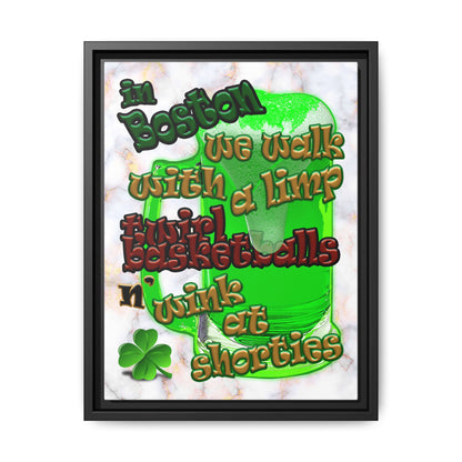 celtics logo - framed canvas art (white marble)