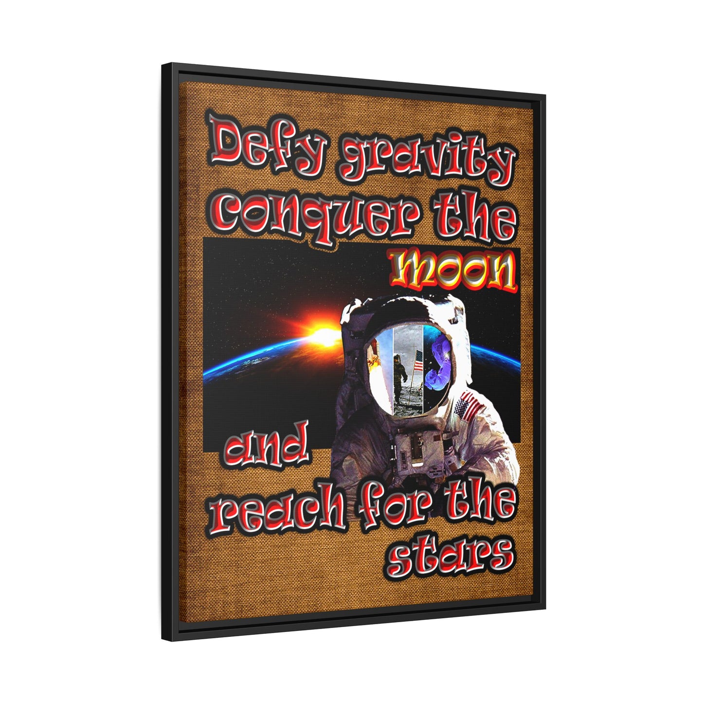 defy conquer reach - framed canvas art (brown papyrus)