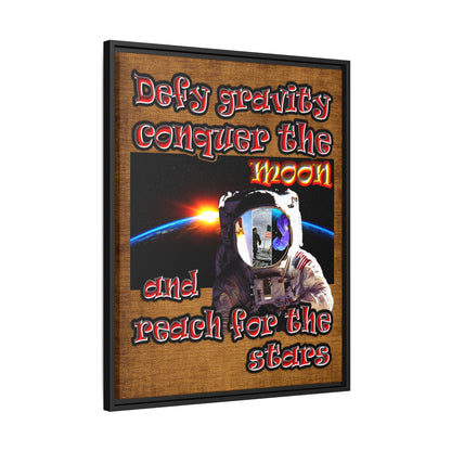 defy conquer reach - framed canvas art (brown papyrus)
