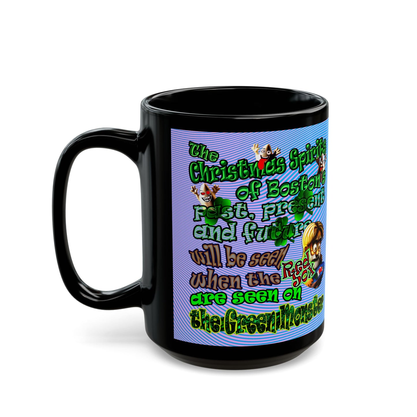christmas spirits of boston - Black Mug (light blue-purple wave)